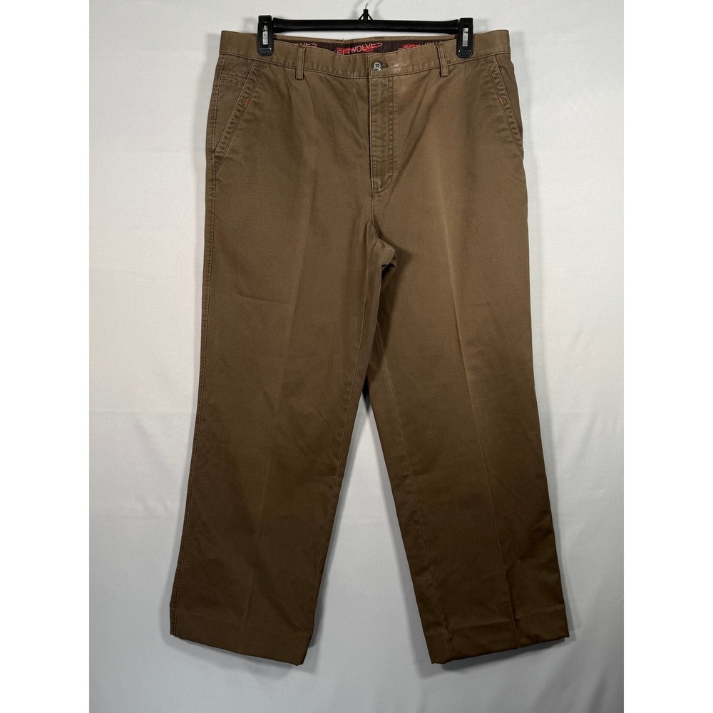 Septwolves Mens Brown Cotton Twill Straight Leg Casual Dress Pants‎ Size 38x28